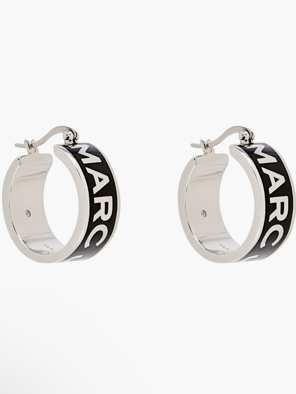 Marc Jacobs Black and White Logo Hoop Earrings